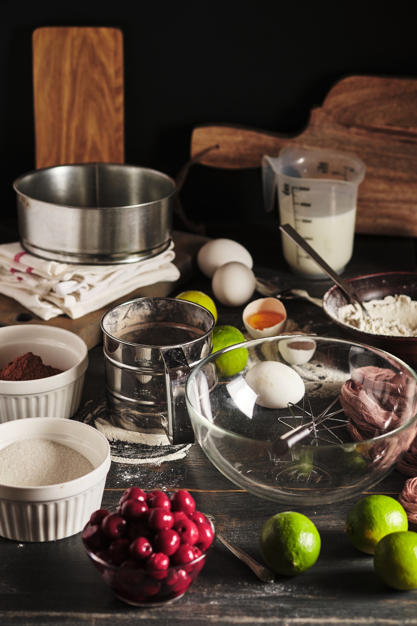 Workshop kitchen with tools and ingredients